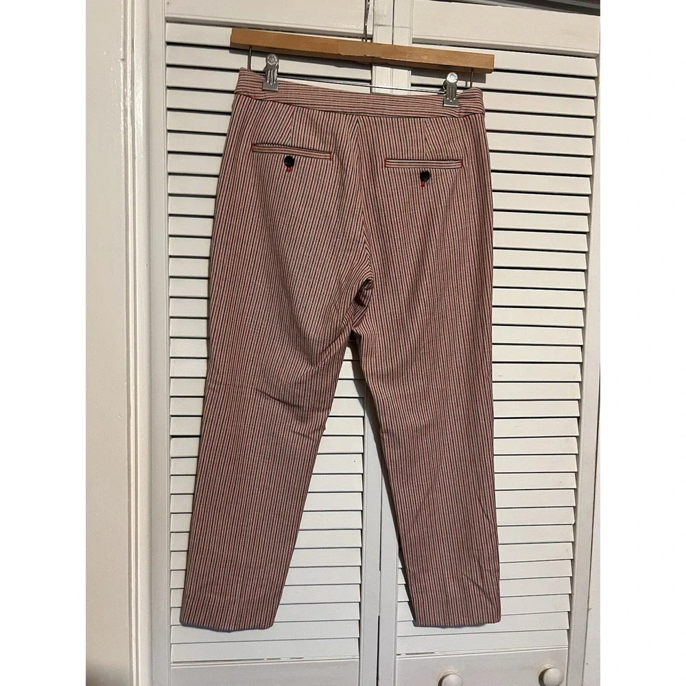 BANANA REPUBLIC Women's Size 4P 4 Petite Pants Striped AVERY Linen Blend Stretch